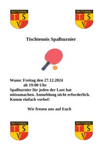 Tischtennis Spaßturnier für Jedermann